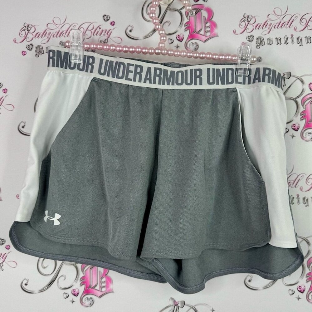 Under armour shorts flowy Women's Athletic Shorts Gray and White